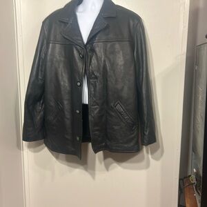 Guess Black  leather heavy weightJacket with inside zipped insulation
